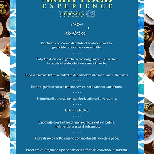 Amalfi: venerdì 30 agosto Night Food Experience al Sea Waves Lounge Bar