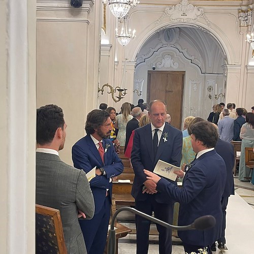 Andrea Pirlo in Costa d'Amalfi: è testimone al matrimonio di Antonio e Francesca a Conca dei Marini/FOTO