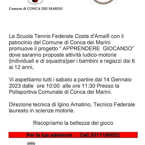 “Apprendere Giocando", a Conca dei Marini attività ludico-motorie per i bambini e ragazzi dai 6 ai 12 anni