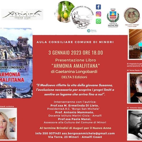 "Armonia Amalfitana", 3 gennaio a Minori la presentazione del romanzo storico di Gaetanina Longobardi