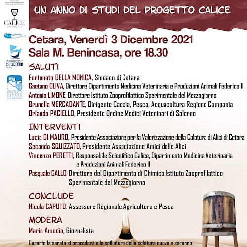 Aspettando la prima spillatura della Colatura di Alici di Cetara DOP, venerdì si presenta il progetto CALICE