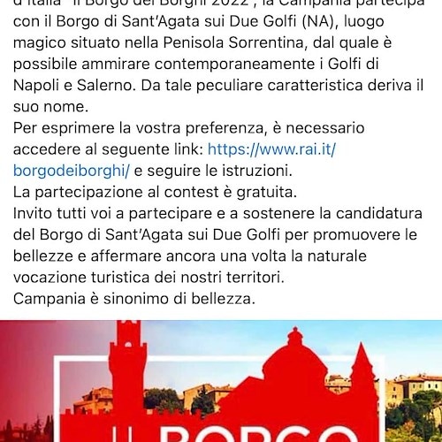 Assessore Casucci invita a votare per Sant’Agata in TV, ma non fece lo stesso per Albori in Costa d’Amalfi. Il disappunto di Capozzolo