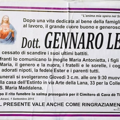 Atrani a lutto: morto dottor Leo, storico medico condotto
