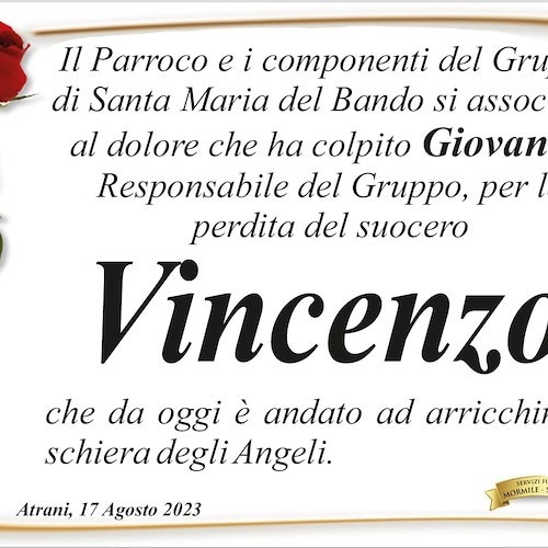 Atrani, morte Vincenzo Gargano