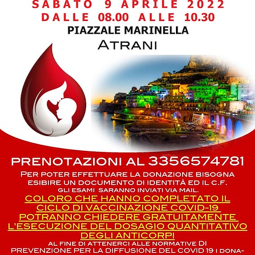Atrani risponde ad appello donazione sangue: 9 aprile giornata di raccolta