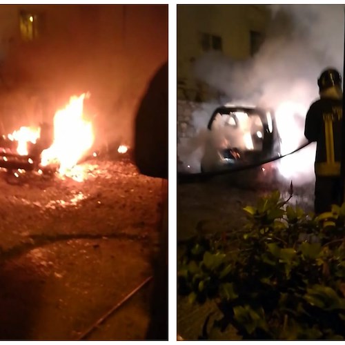 Auto in fiamme a Tramonti [FOTO]