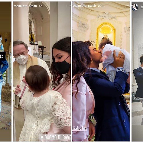 Battesimo a Ravello per la figlia di Stash: emozione in Duomo, banchetto a Villa Cimbrone [FOTO]