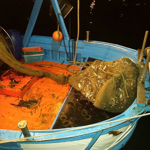 Battuta di pesca illegale nel mare della Costiera, Finanza sorprende peschereccio /FOTO