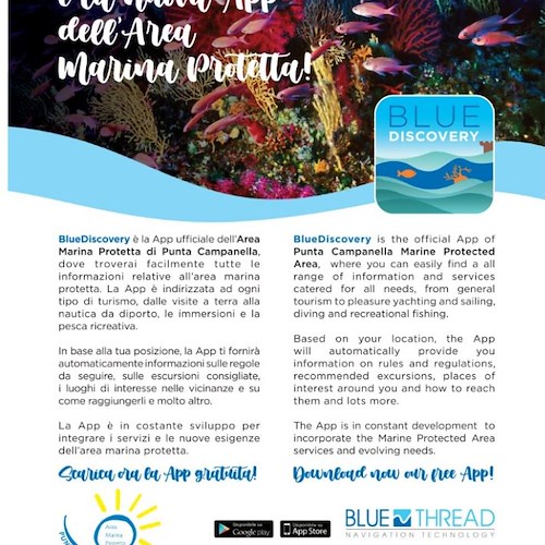 "Blue Discovery", l'App per navigare tra le meraviglie di Punta Campanella 
