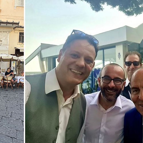 Bruno Vespa in barca ad Amalfi, cena al San Pietro di Positano e colazione da Pansa /foto