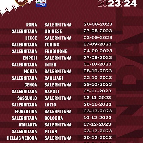 Calcio, sorteggiati i calendari del campionato 2023/24: la Salernitana inizia all’Olimpico