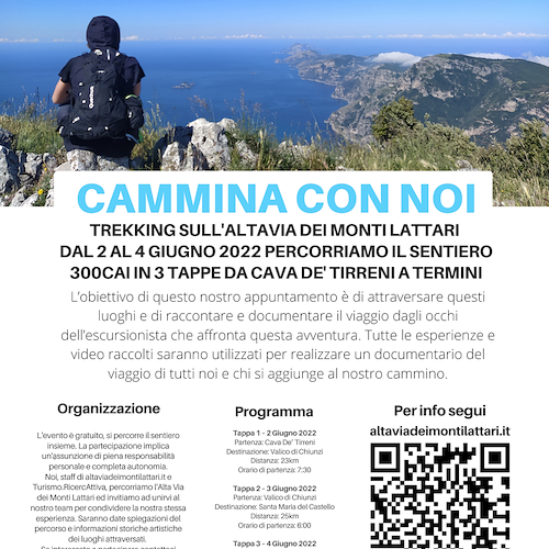 “Cammina con noi”: dal 2 al 4 giugno trekking sull’Alta Via dei Monti Lattari, da Cava a Punta Campanella