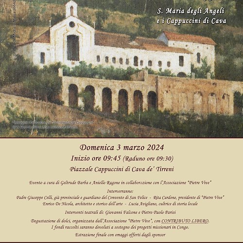 “Camminare il Paesaggio”, 3 marzo a Cava de' Tirreni si visita il Convento dei Cappuccini