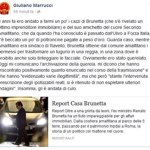 Casa Brunetta, querela a Marrucci (Report) archiviata. «Riscontrate illegittimità, ma reati ipotizzabili prescritti»