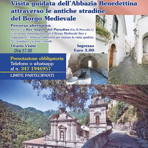 Cava de’ Tirreni, 2 giugno visite guidate all'Abbazia benedettina della Santissima Trinità