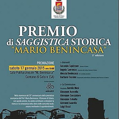 Cetara celebra Mario Benincasa, sabato 17 premiazione Concorso di Saggistica Storica