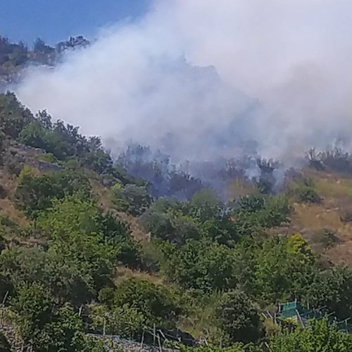 Cetara, incendio in località Collata. In arrivo mezzi aerei [FOTO e VIDEO]