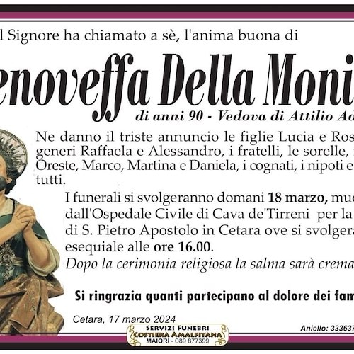Manifesto funebre Genoveffa Della Monica
