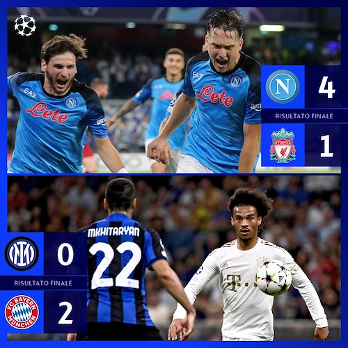 Champions League: Napoli stellare, male l’Inter