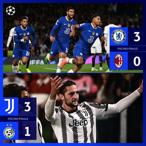 Champions League terzo turno, vince la Juventus crolla il Milan