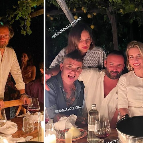Chef Carlo Cracco si rilassa in Costa d'Amalfi, a cena con lui anche la regina dei vini DOC di Furore Marisa Cuomo 