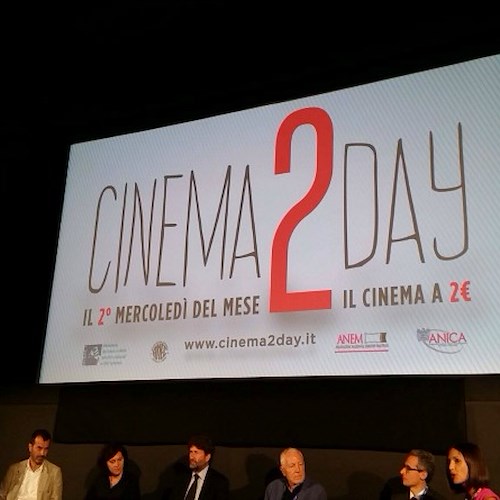 'Cinema2Day': dal 14 settembre film a 2 euro ogni secondo mercoledì del mese