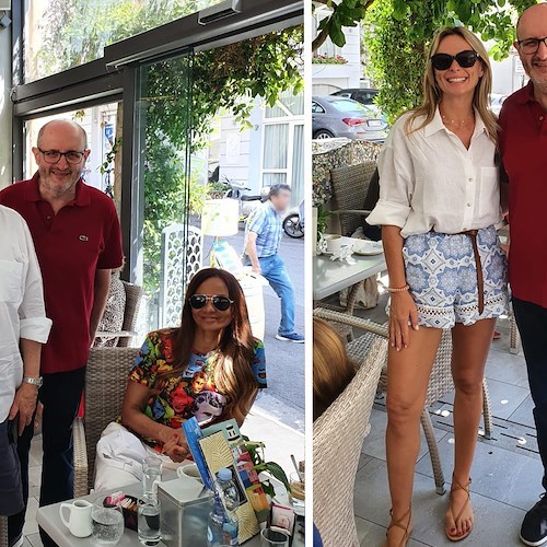 Colazione da “Gambardella” per Serena Autieri, Adriano Galliani e Simona Agnes: a Minori per presentare il libro di Marzullo