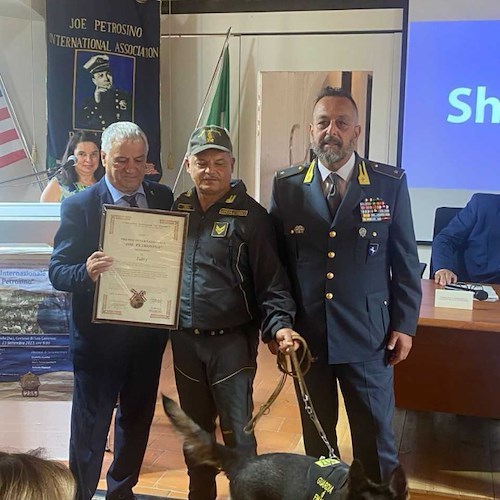 Comando Provinciale di Salerno: per la prima volta premiato un “finanziere a quattro zampe”