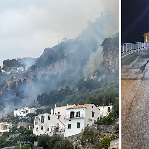 Conca dei Marini, strada chiusa causa incendio potrebbe riaprire il 2 settembre