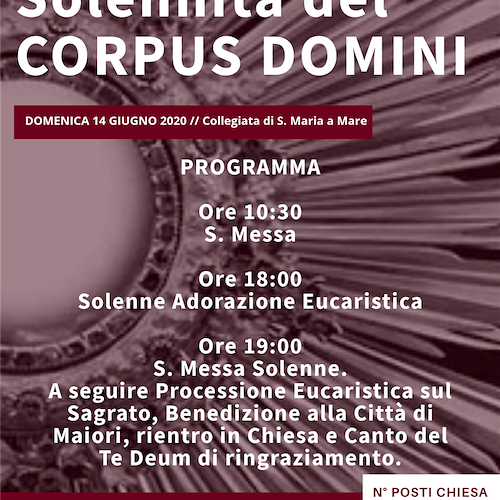 Corpus Domini senza processione, fedeli distanziati a Maiori [PROGRAMMA]