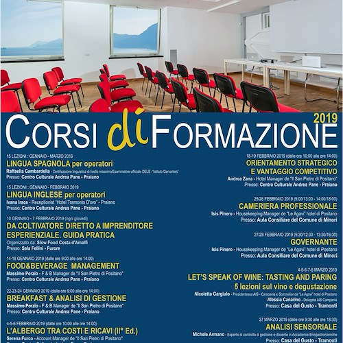 Costa d'Amalfi, da gennaio i corsi di alta formazione nel settore turistico-ricettivo