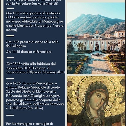 Da Positano a Mercogliano, 31 ottobre gita al Santuario di Montevergine per i giovani