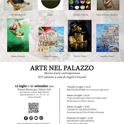 Dal 15 luglio a Maiori torna la rassegna d’arte contemporanea "Arte nel Palazzo"