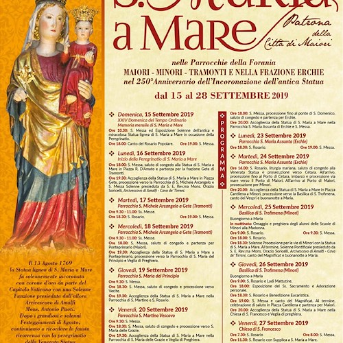 Dal 16 al 28 settembre peregrinatio dell'antica statua di Santa Maria a Mare