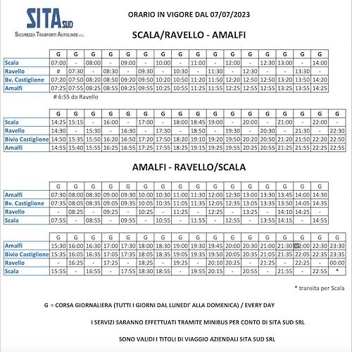 Dal 7 luglio semaforo verde al servizio di trasporto pubblico Amalfi-Ravello-Scala sulla SR ex SS373