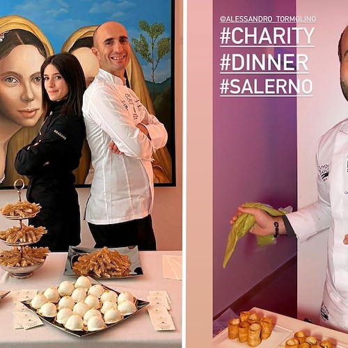 Dalla Costa d'Amalfi Pasticceria Pansa e lo chef stellato Alessandro Tormolino alla Charity Dinner della Caritas di Salerno