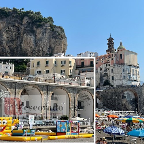 Danneggiata ad Atrani l'area ludico ricreativa sulla spiaggia /foto