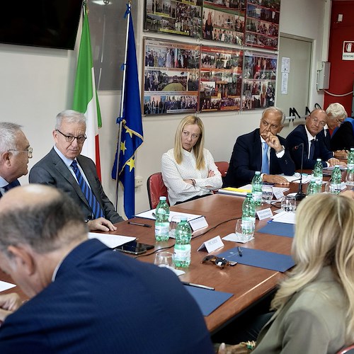 Il Presidente Meloni partecipa alla riunione del Comitato provinciale per l'ordine e la sicurezza pubblica.<br />&copy; Governo