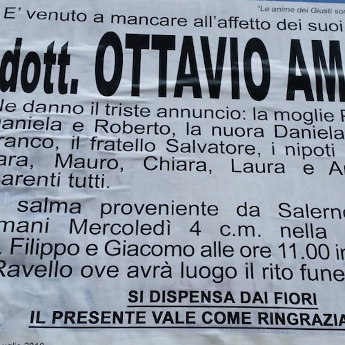 Dolore a Castiglione per la scomparsa di Ottavio Amato. Oggi i funerali