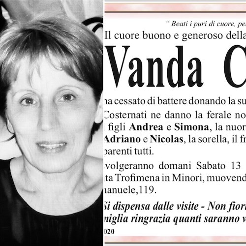 Dolore a Minori, addio alla maestra Vanda Carretta
