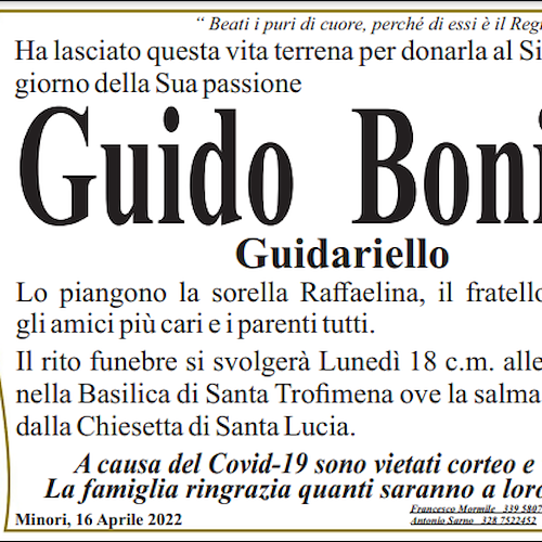 Dolore a Minori: si è spento Guido Bonito, per tutti "Guidariello"