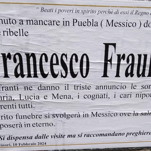 Dolore a Minori: si è spento in Messico Francesco Fraulo