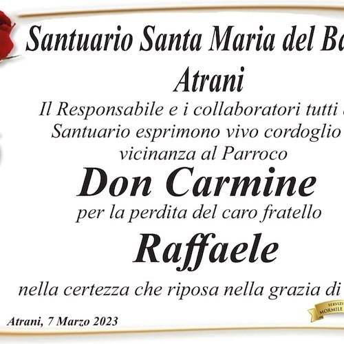 Dolore a Positano per la morte di Raffaele Satriano Casola, fratello di Don Carmine