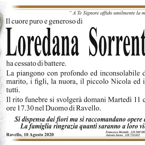 Dolore a Ravello, non ce l'ha fatta Loredana Sorrentino. Lascia un vuoto incolmabile