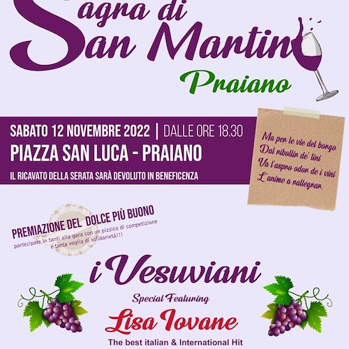 Dopo 3 anni torna la Sagra di San Martino a Praiano, appuntamento imperdibile con i piatti tipici e il vino novello