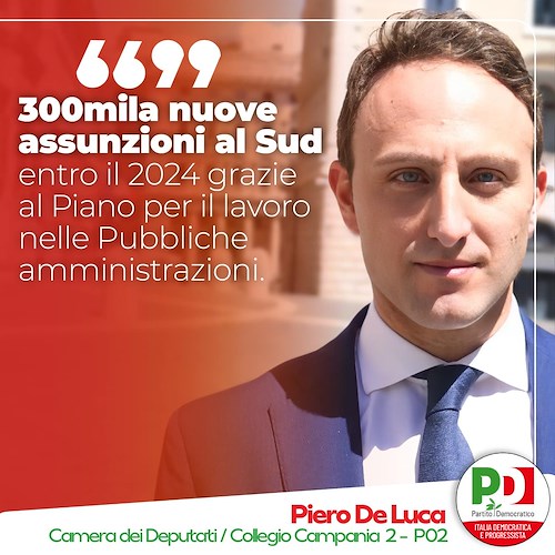 Elezioni, Piero De Luca (Pd): «Puntiamo sul lavoro per il Sud con un piano da 300mila assunzioni»