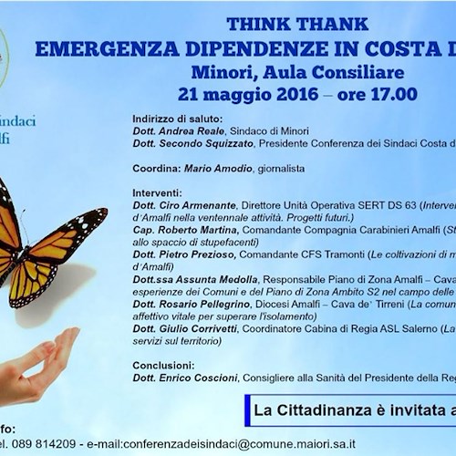 'Emergenze Dipendenze in Costa D’Amalfi', se ne parla sabato 21 a Minori