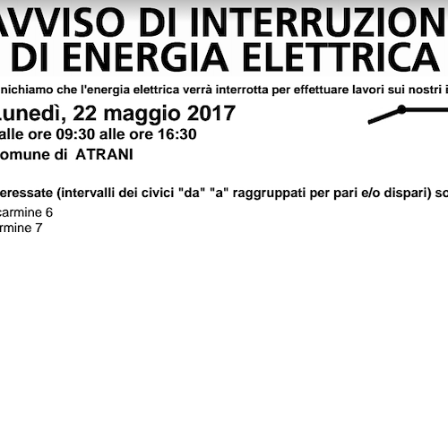 Enel, 22 maggio interruzione fornitura elettrica a Ravello, Atrani e Scala