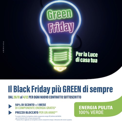 Energia, Egea lancia il Black Friday "green": per una settimana sconti del 50% 