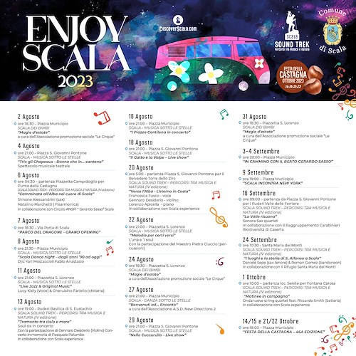 “Enjoy Scala”, al via cartellone eventi: si parte il 2 agosto e si termina ad ottobre con la tradizionale Festa della Castagna 